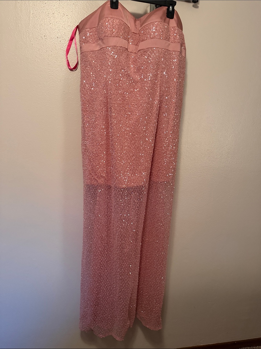Azazie Pink Sequin Strapless Gown
